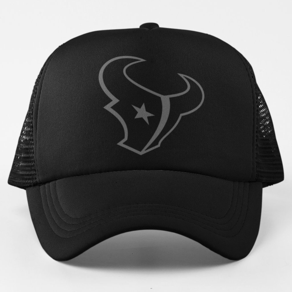 NEW Houston Texans Tonal Logo Foam Trucker Mesh Snapback Hat BLACKOUT